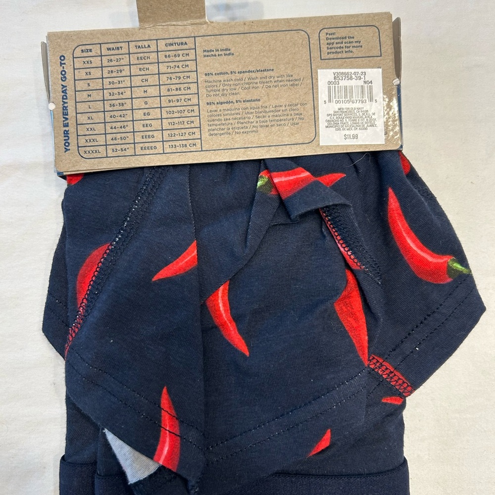 Old Navy Navy Boxer Briefs with Red Chili Print - Picture 2 of 2
